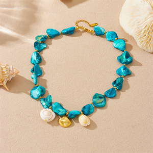 Conch Shell Pearl Jewelry <b>Set</b> Women's Beach Vacation Zinc Alloy Necklace Earrings <b>Bracelet</b> Marine Life Star Pattern Summer Style - Product Image 2