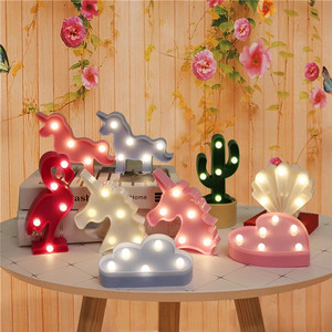 Lámpara Led de pared para decoración del hogar, luces de noche con diseño de piña, Cactus, estrella, flamenco y unicornio - Product Image 1