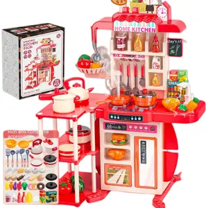 Alta qualidade 95cm bebê cozinhar brinquedos 73 pçs, luminoso água real, saída, simulação, cozinha, brinquedo, conjunto 95cm, cozinha, brinquedo para crianças