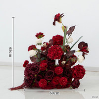 Nouvelle Arrivée Boule de Fleurs d'Hortensia en Soie Décoration de Couloir de Mariage Centre de Table Rose Artificielle Rouge Bourgogne Décoration de Table