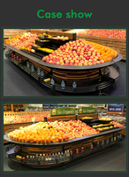 Étagère de présentation réglable double face robuste en bois grande capacité pour supermarché, épicerie, fruits et légumes