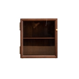 <b>Walnut</b> Wood Double Layer Storage <b>Cabinet</b> For Tea Set Display Desk Organizer With Glass Door And Shelf - Product Image 5