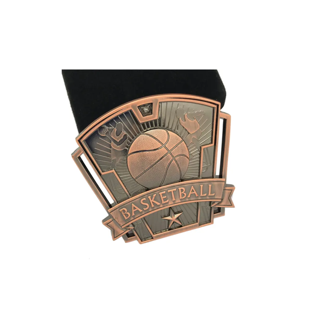 Высококачественные металлические баскетбольные спортивные медали Блестящий медь металлическая медаль