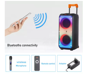 Potente Altoparlante NDR-1095 con Doppio Subwoofer da 8 Pollici 40W, LED RGB 5.3, Microfono Wireless, Trolley per Computer, Danza all'Aperto 2 - Product Image 6