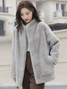 Nuova Giacca Invernale in Ecopelliccia da <span class=keywords><strong>Donna</strong></span>, Elegante Cappotto in Finta Pelliccia di Visone con Collo Alto, Morbido e Caldo, Taglie Grandi - Product Image 1