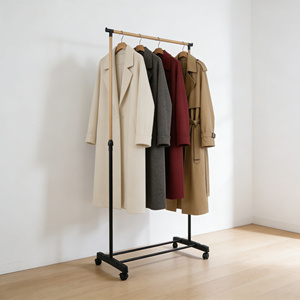 Séchoir à linge rétractable en métal à poteau unique, support à vêtements portable sur roulettes, séchoir autoportant avec rotation à 360° °   Roues - Product Image 5