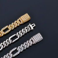 Conjunto de Collar y Pulsera de Cadena Cubana de Cobre CZ Estilo Hip Hop, 7mm, Oro y Oro Blanco, para Hombre y Mujer, Joyería, Accesorios de Moda, Regalo