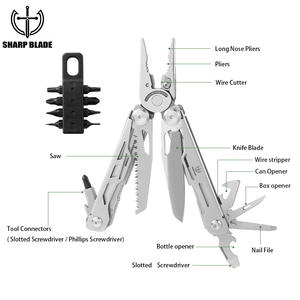 Tang baja tahan karat, alat mendaki luar ruangan 12-in-1 pisau obeng kunci pas Stainless Steel serbaguna kelas industri kualitas tinggi - Product Image 3