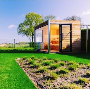 Cabaña <span class=keywords><strong>de</strong></span> cedro moderna para 8 personas al por mayor, chalet <span class=keywords><strong>de</strong></span> madera roja para exteriores al mejor precio, calefacción eléctrica, diseño cuadrado <span class=keywords><strong>de</strong></span> madera maciza - Product Image 5