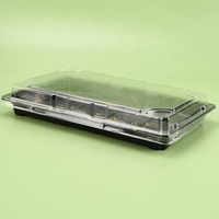 Emballage alimentaire personnalisé pour fête, restaurant, boîte en plastique rectangulaire jetable de qualité alimentaire pour sashimi de saumon, autres emballages