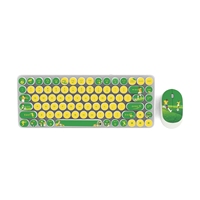 Nouvel ensemble clavier et souris sans fil à thème dessin animé avec touches rétro, axe rouge ultra-mince, 1600 DPI, périphériques silencieux pour bureau et gaming, en stock
