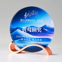 Plaque Ronde Créative en Cristal, Cadre Photo d'Entreprise, Récompenses en Verre Gravé, Certificat en Cristal Imprimé en Couleur, Cadeau Souvenir