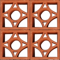 Blocs de ventilation en terre cuite rouge naturelle, carreaux Jaali pour revêtement mural, taille 200x200 mm, motif carré