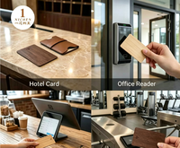 Tempat Kartu Pintar Nichen One dari Kayu Walnut, Dompet Bambu, Kartu Bisnis Cherry, RFID, NFC untuk Kontrol Akses Hotel