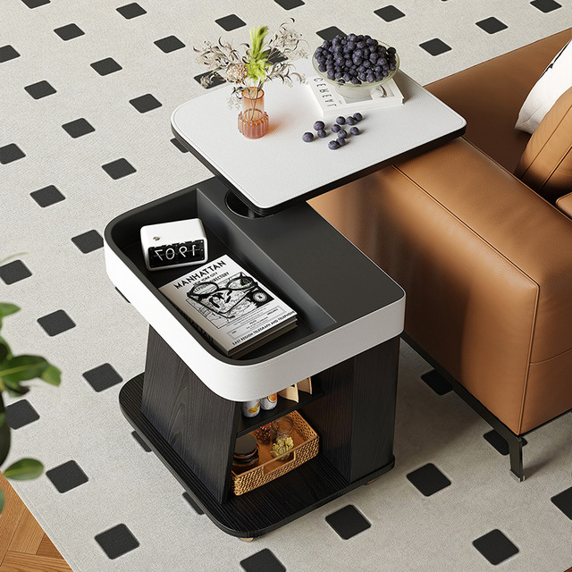 Multifunctional Side Table With Storage Modern Living Room Rotatable Coffee Table High Quality New Small Side Table With Wheel