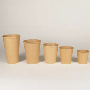 Gobelet en papier kraft recyclé PE laminé, conteneur de transport de boissons en carton, tasses à café jetables kraft