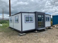 Maison mobile modulaire préfabriquée pliable à double aile extensible de 20 pieds, villa compacte multifonctionnelle, bureau de chantier, cabane