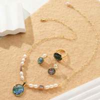 Vente en gros transfrontalière : Parure de bijoux de luxe en perles d'eau douce naturelles blanches de qualité AAA, forme riz, avec coquille d'ormeau