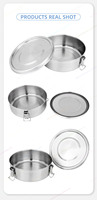Boîtes de rangement en acier inoxydable 304 Boîte à lunch ronde Bento Récipient alimentaire rond