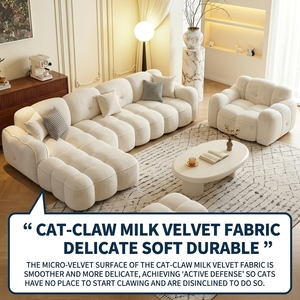 Divano Componibile a L in Velluto Convertibile <span class=keywords><strong>e</strong></span> Antigraffio - Arredamento Minimalista Multifunzionale per Soggiorno - Product Image 3