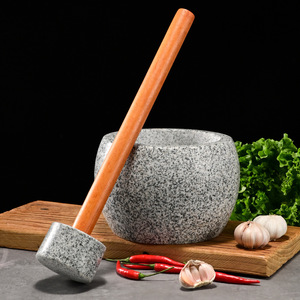 Stone Garlic Mortar And Pestle Set Durable Manual Herb Spice Tool For Kitchen Use - Product Image 1