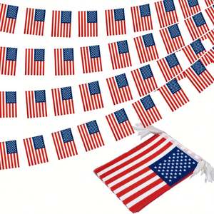 Bandera Americana de Alta Calidad Impresa Digitalmente, 14x21cm, Guirnalda de Banderines de Poliéster, Banderas Nacionales de EE. UU. para Colgar al Aire Libre - Product Image 4