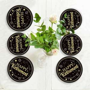 Assiettes en plastique noires modernes 9 étoiles pour fête de retraite, décorations de fête de retraite, fournitures de fête - Product Image 2