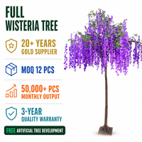 Arbre artificiel de glycine, plante fleurie violette artificielle, fleurs en cascade, tronc naturel, pour mariages, hôtels, jardins