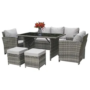 Sectional all weather outside 7 Seater waterproof patio lounge furniture outdoor garden rattan sofa sets