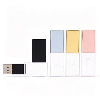 Flashdisk Kristal Custom 2.0 3.0 Emas Mawar Kaca Pendrive 4GB 8GB 16GB 32GB 64GB 128GB Kotak Linen USB Stick Hadiah Pernikahan