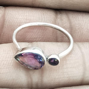 Anillos de plata fina hechos a medida, piedras preciosas de amatista natural de Ley 925 para bodas y fiestas, joyería para niñas, venta al por mayor - Product Image 2