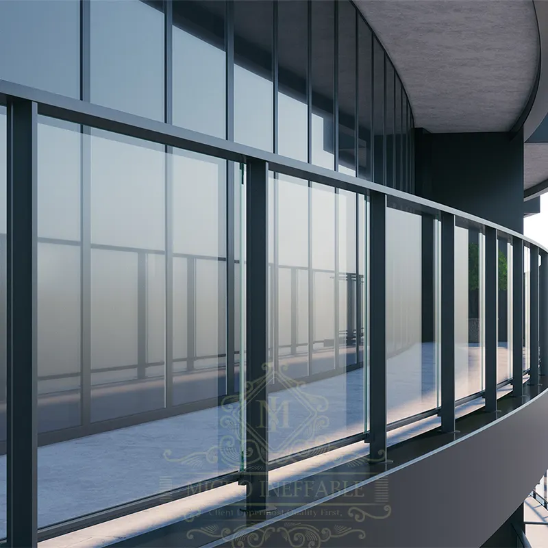 Venta caliente Diseño moderno Balcón Barandilla de vidrio Pasamanos de aluminio Balaustrada para escaleras