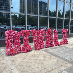 SMOOTH personalizado flor artificial letra y número signo Rosa 4 pies soporte al aire libre Eventos Decoración para otra decoración de boda - Product Image 5