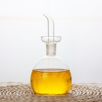Bouteille d'huile de cuisine en verre borosilicate haute résistance avec couvercle anti-fuite latérale, pour sésame, assaisonnement, sauce soja, huile de piment, compatible micro-ondes, pour le camping