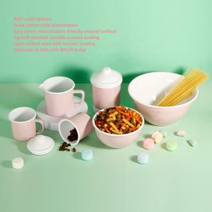 WUJO Fabricant <span class=keywords><strong>de</strong></span> vaisselle en émail <span class=keywords><strong>de</strong></span> cuisine blanc avec plateau <span class=keywords><strong>de</strong></span> <span class=keywords><strong>cuisson</strong></span> en émail/bol en émail/assiette profonde en émail pour mélanger la salade et le dîner - Product Image 3