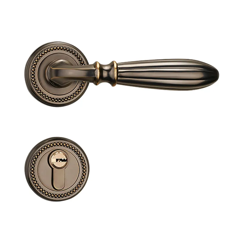 High Quality Round European Zinc Alloy Antique Bathroom Toilet Door Handle Lock Set For Interior Door