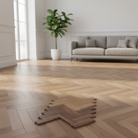 Parquet en bois d'ingénierie de luxe allemand, motif chevrons, en chêne, pour revêtements de sol en bois.