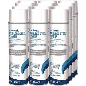 Boardwalk 347ACT Lot de 12 aérosols de 18 oz Nettoyant et lustrant pour acier inoxydable parfum citron Nettoyants pour appareils ménagers - Product Image 3