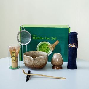 Handmade Blue Green Gradient Matcha Bowl <b>Set</b> with Pour Spout Ceramic Chawan with Whisk Holder Artistic Glaze <b>Tea</b> for <b>Tea</b> Lovers - Product Image 1
