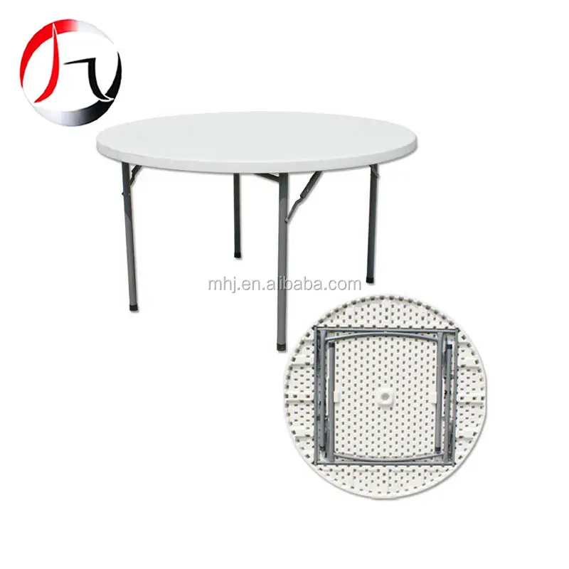 High quality HDPE plastic round folding dining table for outdoor banquet wedding