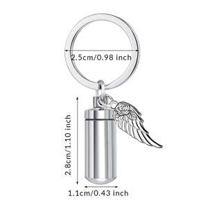 Guci hewan peliharaan liontin gantungan kunci Mini abu kenang-kenangan wadah dengan sayap malaikat desain Memorial gantungan kunci liontin untuk abu hewan peliharaan - Product Image 2