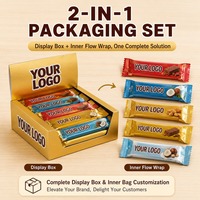Nouvel emballage de bonbons 2-en-1 saveur variée, présentoir de haute valeur et scellage hermétique pour exportations transfrontalières, sac Mylar avec boîte de présentation et logo