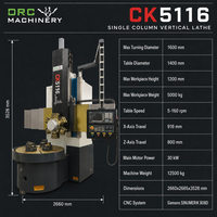 Tour vertical CNC à 6 postes de commande d'outils VTL CK5116 avec prix compétitif