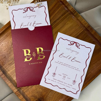 Invitation de Quinceañera en papier bordeaux avec enveloppe imprimée à l'or, carte de mariage en papier noir et blanc pour les invités