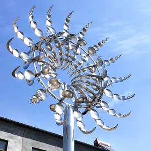 Led Light Metal Wind Sculpture Garden Sculptural Wind Spinner Kinetic Sculpture