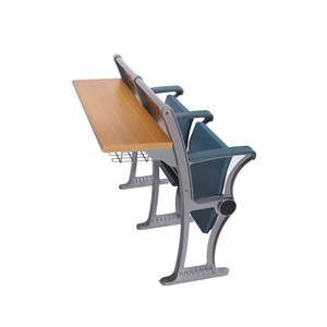 Escritorio y Silla Universitarios Henmei de Aleación de Aluminio, Fijos, con Ruedas, Tapizados en PU, para Aula Multimedia, con Pasamanos, 340PU - Product Image 1