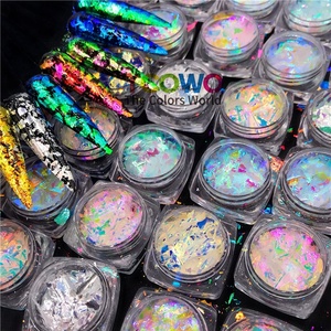 Multichrom-Zauberspiegel-Pulver metallische Folie-Flocken Glitter Chameleon-Flocken Chrom Aurora Nagel-Konfetten-Pulver Opalfolie - Product Image 3