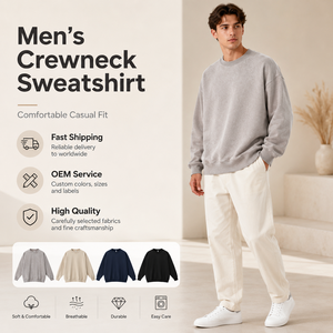 400 Grams Cotton Fleece Round Neck Sweatshirt With Oversized <b>Drop</b> Shoulder Custom OEM ODM Design Printing Wholesale Sweatshirt - Product Image 1
