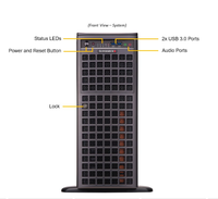 Serveur GPU en tour SYS-741GE-TNRT avec processeurs Intel Xeon de 5e/4e génération, 4 GPU pleine largeur double largeur, 8 baies