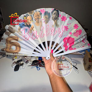 Kipas klack plastik polos Promosi sublimasi kipas klavikula tari KUNG FU 8IN poliester kipas tangan lipat Logo cetak kustom - Product Image 3